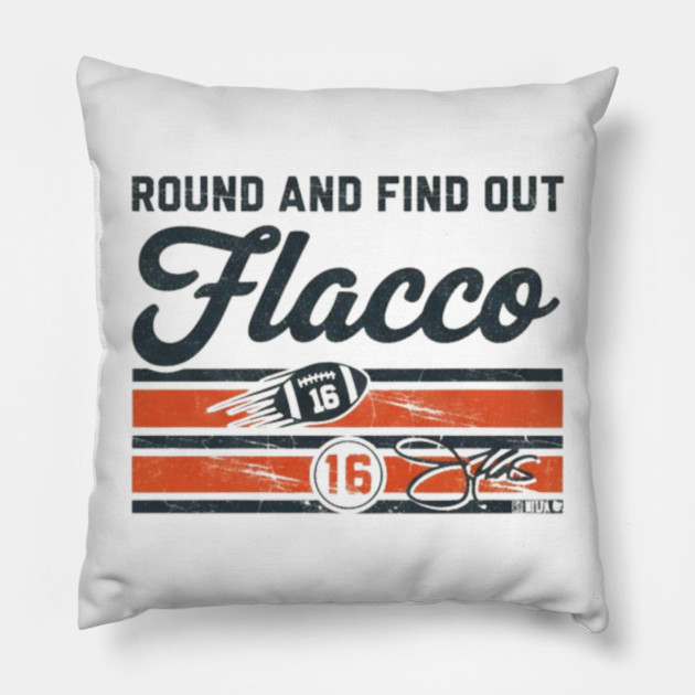 Joe Flacco Round & Find Out Pillow by dtr_art