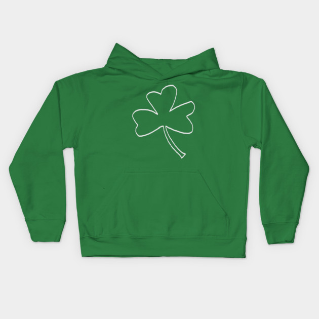 Minimal Shamrock For St Patricks Day Kids Hoodie by Creatifly Graphic Tees