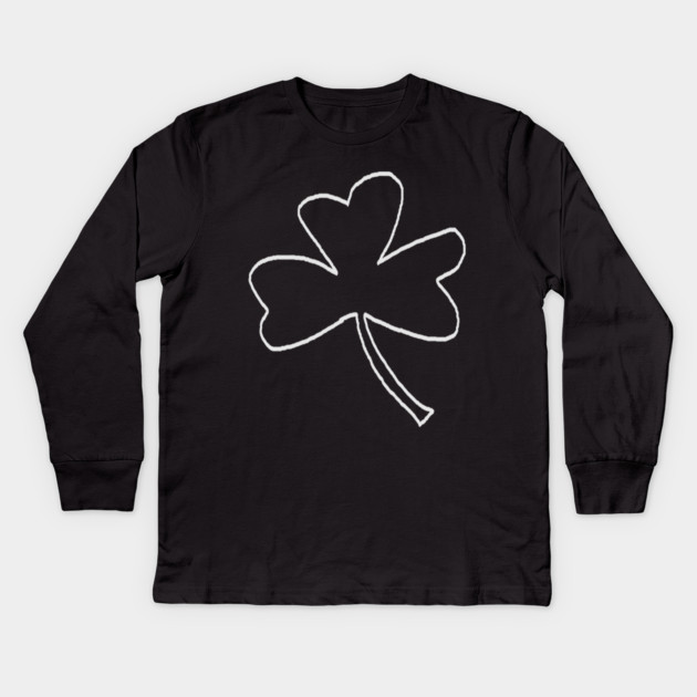 Minimal Shamrock For St Patricks Day Kids Long Sleeve T-Shirt by Creatifly Graphic Tees