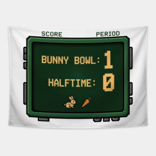 Bunny Bowl Scoreboard: Retro Pixel Art Game Day Fun Tapestry