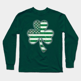 American Flag Shamrock For St Patricks Day Long Sleeve T-Shirt