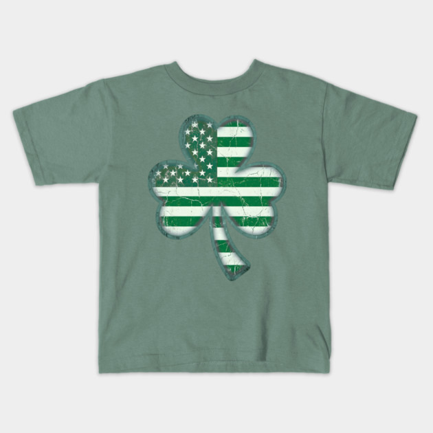 American Flag Shamrock For St Patricks Day Kids T-Shirt by Creatifly Graphic Tees