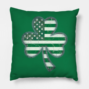 American Flag Shamrock For St Patricks Day Pillow