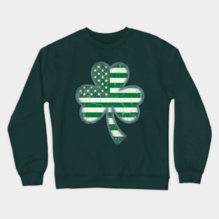 American Flag Shamrock For St Patricks Day Crewneck Sweatshirt