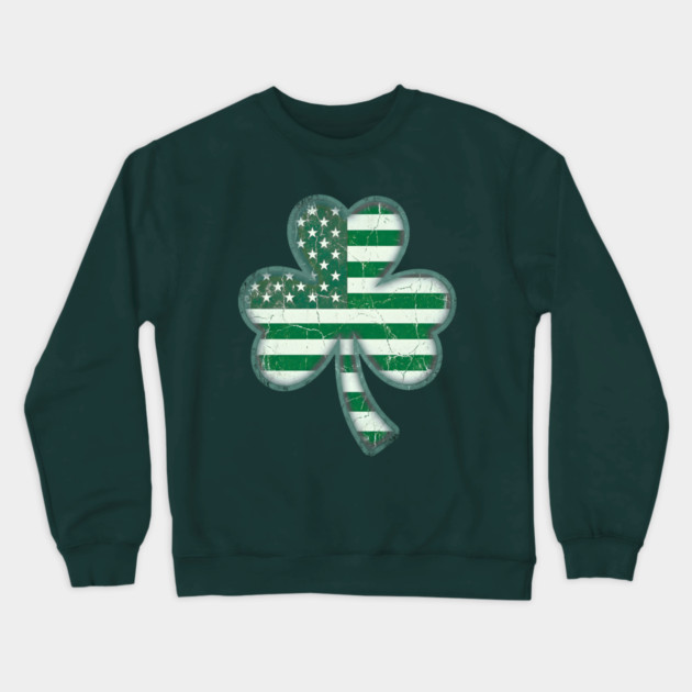 American Flag Shamrock For St Patricks Day Crewneck Sweatshirt by Creatifly Graphic Tees