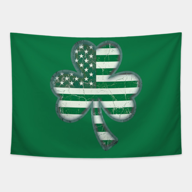 American Flag Shamrock For St Patricks Day Tapestry by Creatifly Graphic Tees