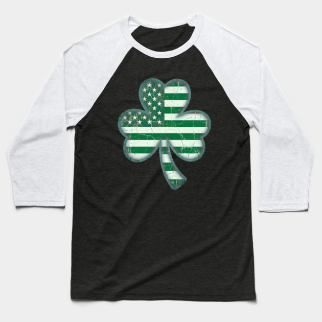 American Flag Shamrock For St Patricks Day Baseball T-Shirt by Creatifly Graphic Tees