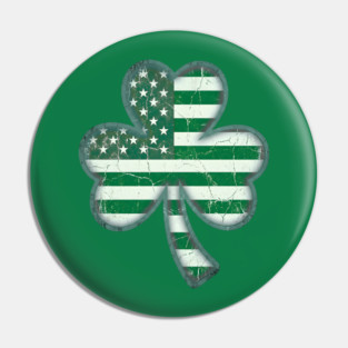 American Flag Shamrock For St Patricks Day Pin