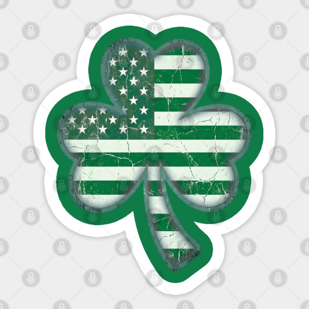 American Flag Shamrock For St Patricks Day Sticker by Creatifly Graphic Tees