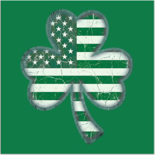 American Flag Shamrock For St Patricks Day Posters and Art