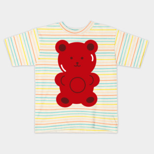 Gummy bear-shaped jelly candy. Sweet children's treat. Vitamin. Chewy dessert. Food. Cartoon style. Isolated background Kids T-Shirt