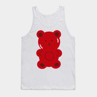 Gummy bear-shaped jelly candy. Sweet children's treat. Vitamin. Chewy dessert. Food. Cartoon style. Isolated background Tank Top