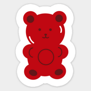 Gummy bear-shaped jelly candy. Sweet children's treat. Vitamin. Chewy dessert. Food. Cartoon style. Isolated background Sticker