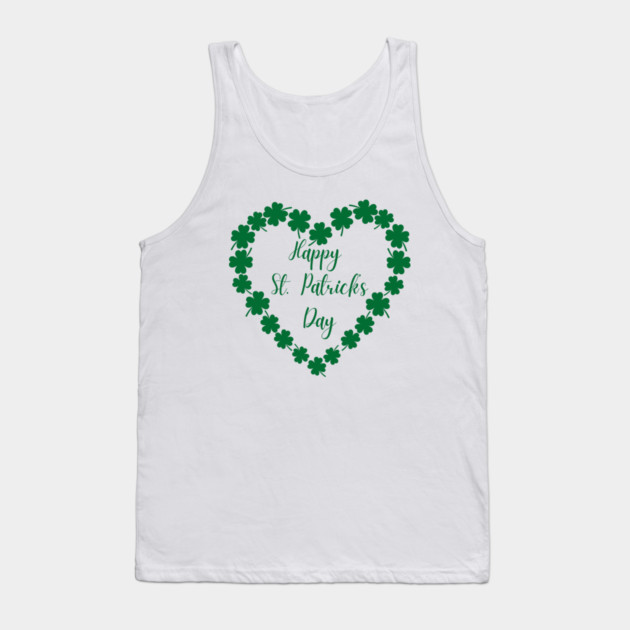 Happy St. Patrick’s Day Shamrock Heart Tank Top by Creatifly Graphic Tees