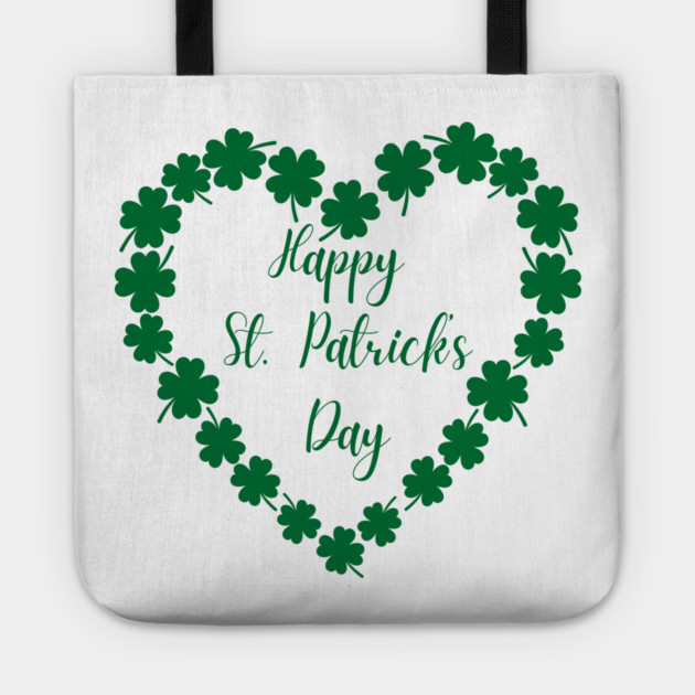 Happy St. Patrick’s Day Shamrock Heart Tote by Creatifly Graphic Tees
