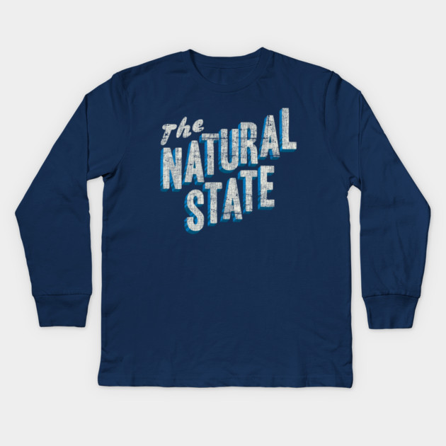 The Natural State Retro Layout Kids Long Sleeve T-Shirt by rt-shirts