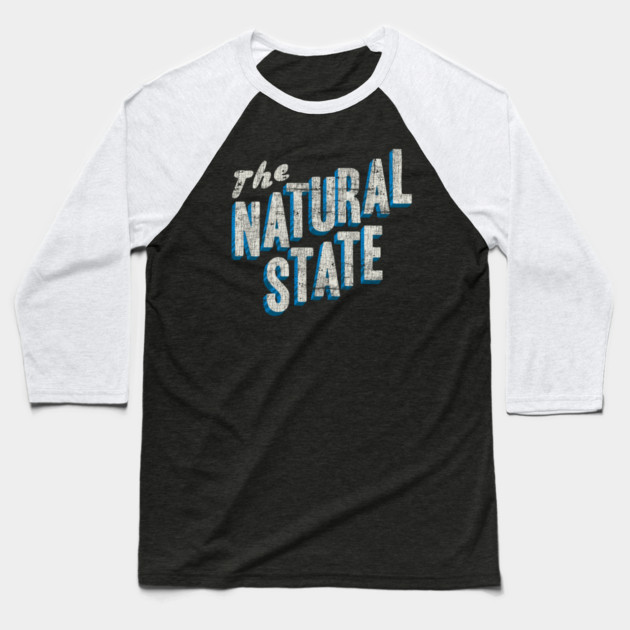 The Natural State Retro Layout Baseball T-Shirt by rt-shirts