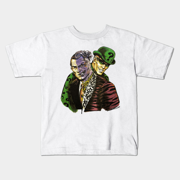 Harvey Dent Two-Face & Riddler - Classic Villains Kids T-Shirt by nicklower