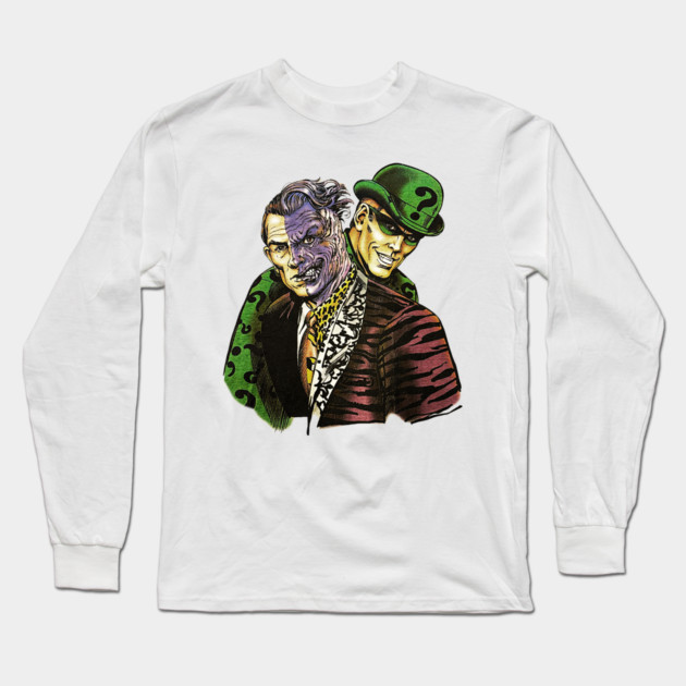 Harvey Dent Two-Face & Riddler - Classic Villains Long Sleeve T-Shirt by nicklower