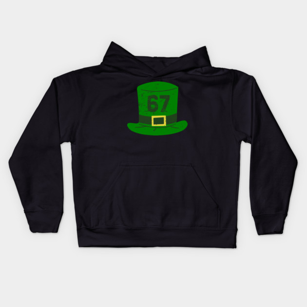 Green Leprechaun Hat 67 Kids Hoodie by Creatifly Graphic Tees