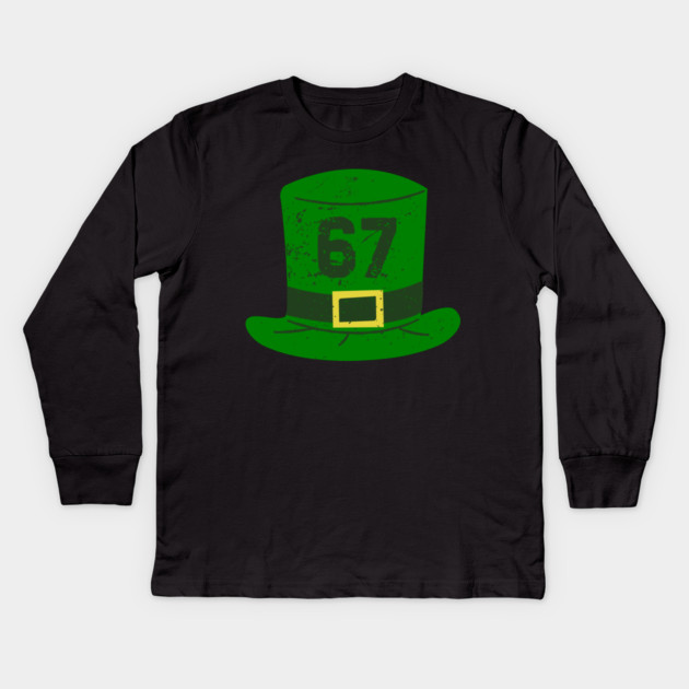 Green Leprechaun Hat 67 Kids Long Sleeve T-Shirt by Creatifly Graphic Tees
