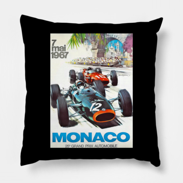1967 Monacos Grand Prix Racing Pillow by Ink Lines