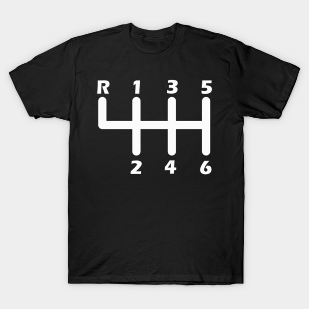 6 Speed Manual Transmission Race Car With Stick Shift T-Shirt by Ink Lines