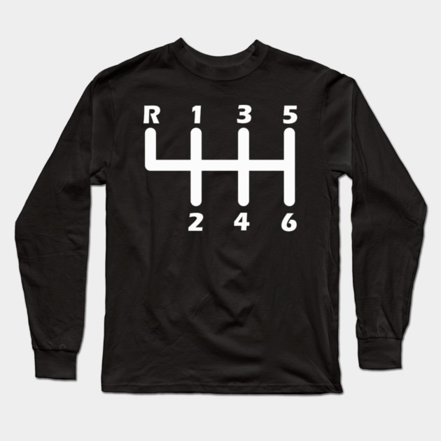6 Speed Manual Transmission Race Car With Stick Shift Long Sleeve T-Shirt by Ink Lines