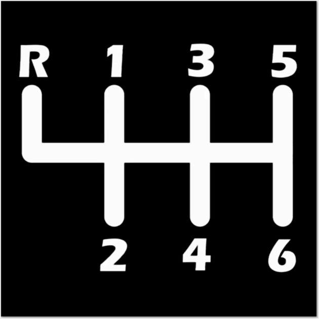 6 Speed Manual Transmission Race Car With Stick Shift Wall Art by Ink Lines