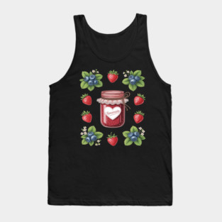 Strawberry Blueberry Cottagecore Aesthetic Fruit Jam Jar Tank Top