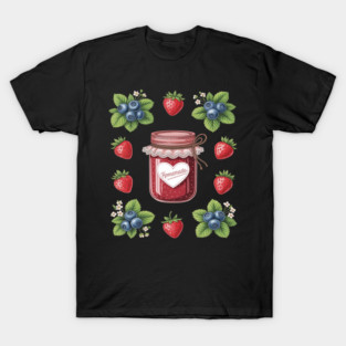 Strawberry Blueberry Cottagecore Aesthetic Fruit Jam Jar T-Shirt