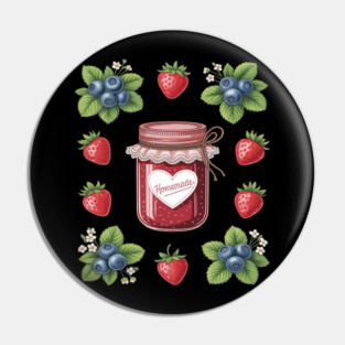 Strawberry Blueberry Cottagecore Aesthetic Fruit Jam Jar Pin