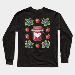 Strawberry Blueberry Cottagecore Aesthetic Fruit Jam Jar Long Sleeve T-Shirt