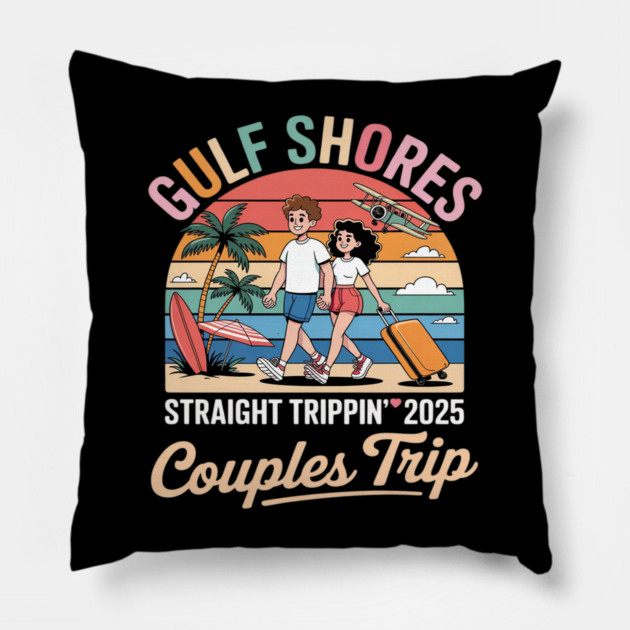 Straight Trippin 2025 Couples Trip Vacation Mode Pillow by Ink Lines