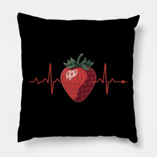 Strawberry Heartbeat Cute Novelty Pillow