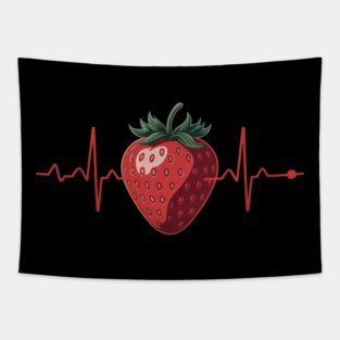 Strawberry Heartbeat Cute Novelty Tapestry