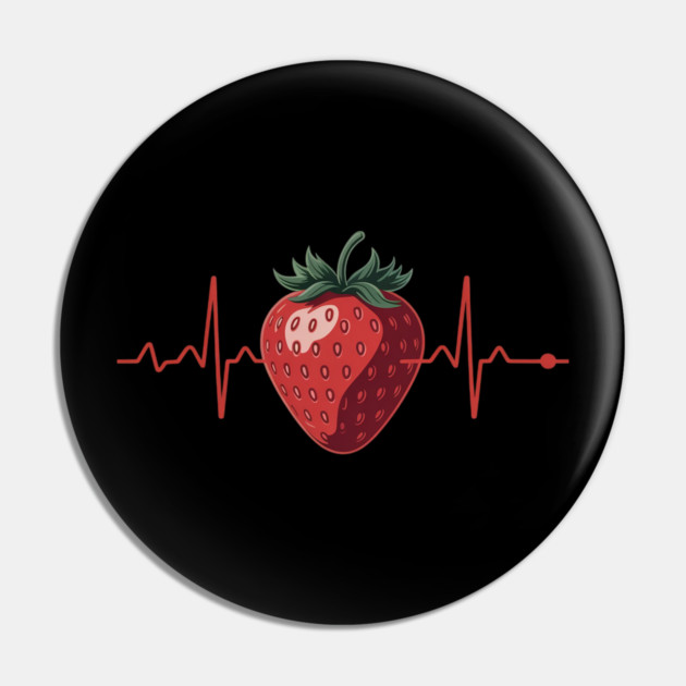 Strawberry Heartbeat Cute Novelty Pin by Ink Lines