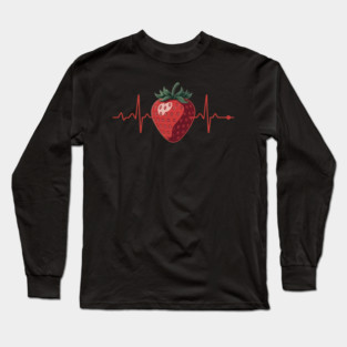 Strawberry Heartbeat Cute Novelty Long Sleeve T-Shirt