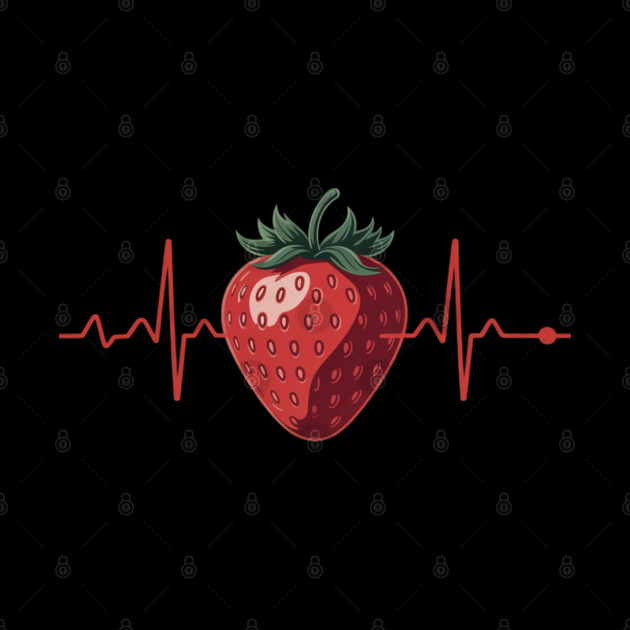 Strawberry Heartbeat Cute Novelty by Ink Lines