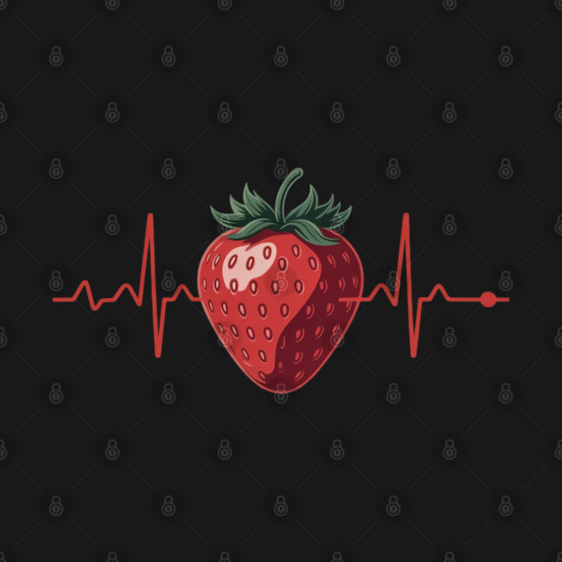 Strawberry Heartbeat Cute Novelty by Ink Lines
