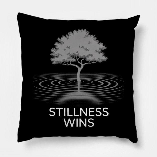 Stillness Wins Stoic Calm Reflection Stoicism Pillow by Ink Lines