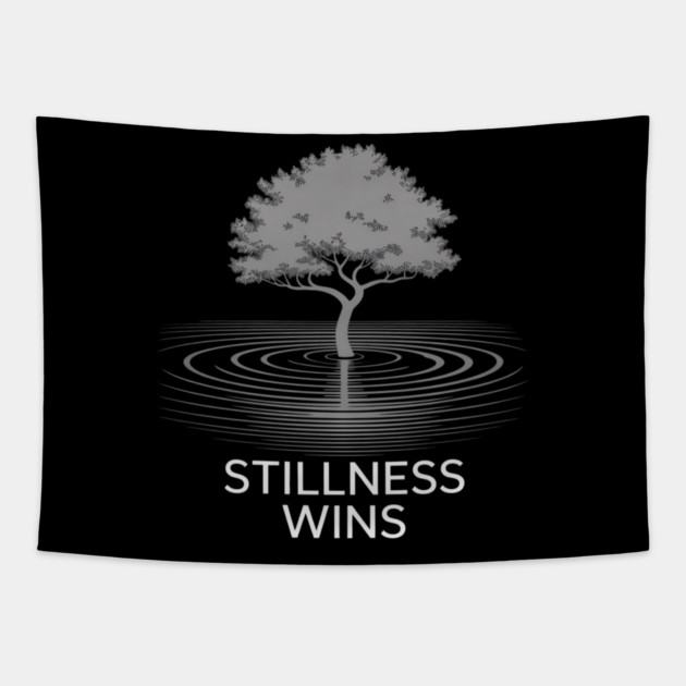 Stillness Wins Stoic Calm Reflection Stoicism Tapestry by Ink Lines