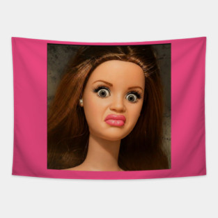 Disgusted Doll Face Meme Tapestry