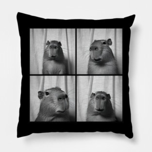 Capybara Capy Photobooth Picture Quirky Funny Pillow
