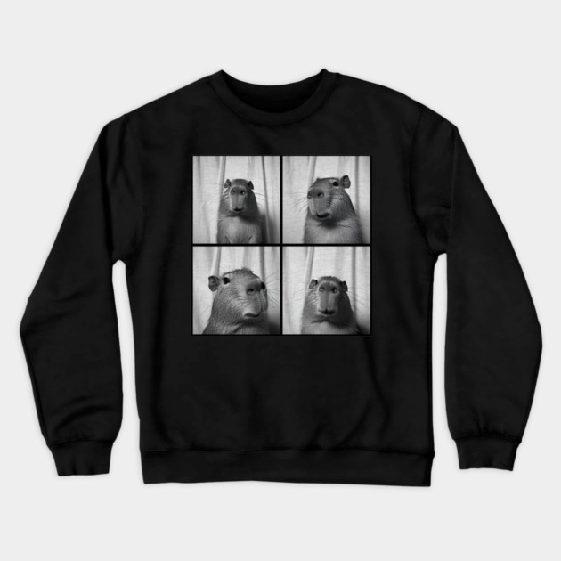 Capybara Capy Photobooth Picture Quirky Funny Crewneck Sweatshirt by yangho