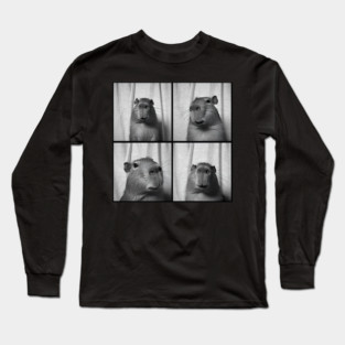 Capybara Capy Photobooth Picture Quirky Funny Long Sleeve T-Shirt