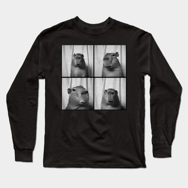 Capybara Capy Photobooth Picture Quirky Funny Long Sleeve T-Shirt by yangho
