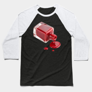 Glossy Rouge: Minimalist Spilled Red Nail Polish Art Baseball T-Shirt