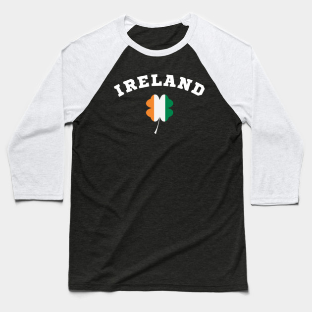 Ireland Shamrock in Irish Flag Baseball T-Shirt by Creatifly Graphic Tees