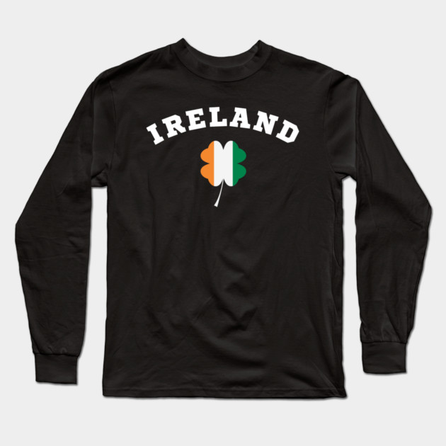 Ireland Shamrock in Irish Flag Long Sleeve T-Shirt by Creatifly Graphic Tees